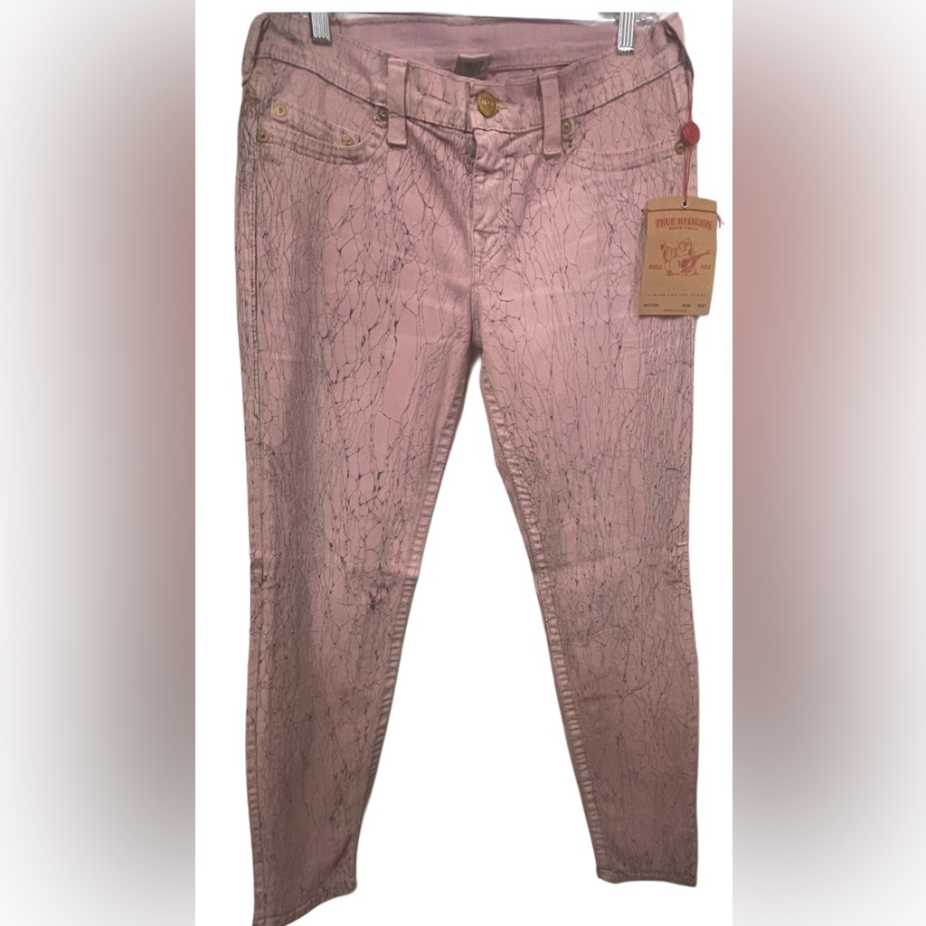 True Religion Crinkle Print Halle Jeans Sz 31